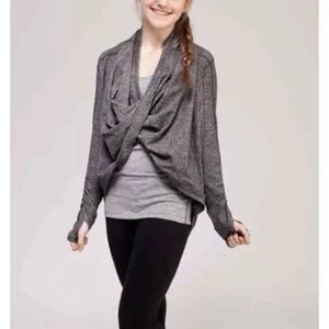 Ivivva Girls Size 14 Fours A Charm 4-way Gray Wrap Cardigan Sweater athleisure